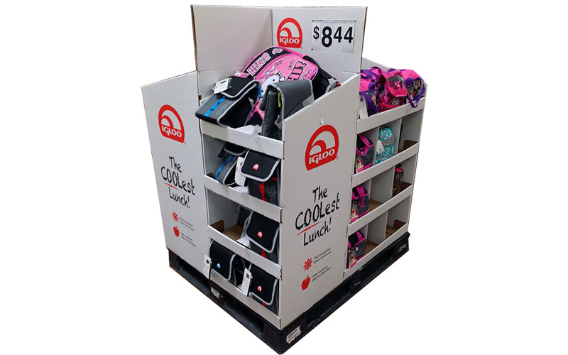 4 Sides Cardboard School Bags Pallet Display