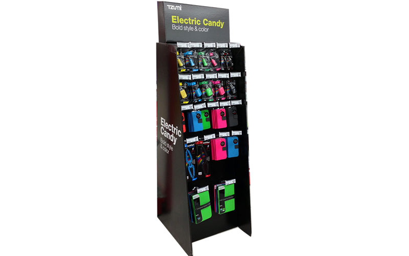 Electric Candy Cardboard Hooks Display Stand